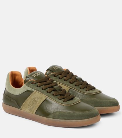 lusso all'ingrosso Tods Scarpe Tabs in pelle e camoscio verde