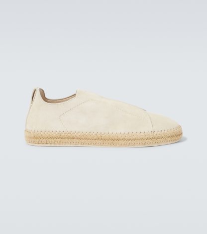 lusso all'ingrosso Zegna Espadrillas in pelle scamosciata Triple Stitch in bianco