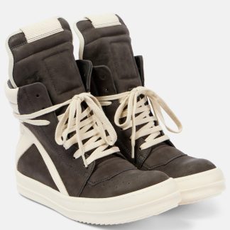 lusso di alta qualità Rick Owens Scarpe alte Geobasket in pelle scamosciata di colore grigio