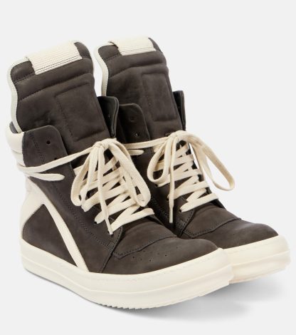 lusso di alta qualità Rick Owens Scarpe alte Geobasket in pelle scamosciata di colore grigio