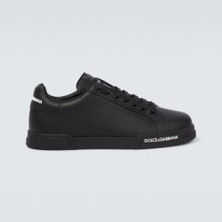 lusso economico Dolce & Gabbana Scarpe in pelle con logo in nero