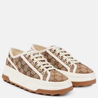 lusso economico Gucci Scarpe con zeppa stampata GG in beige