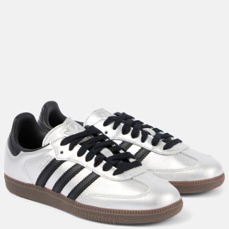 lusso falso Adidas Scarpe Samba OG in pelle metallizzata color argento