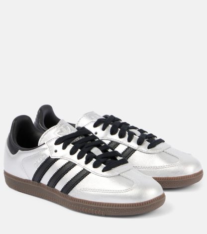 lusso falso Adidas Scarpe Samba OG in pelle metallizzata color argento