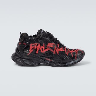 lusso falso Balenciaga Scarpe Runner con stampa graffiti in nero