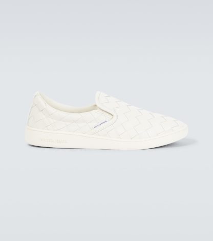 lusso falso Bottega Veneta Scarpe slip-on Sawyer in pelle bianca