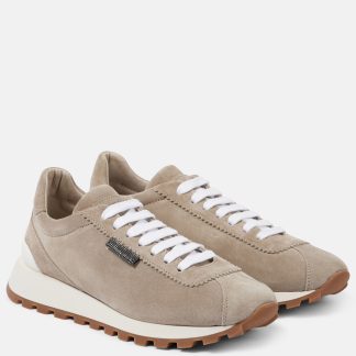 lusso falso Brunello Cucinelli Scarpe Runner in pelle scamosciata beige