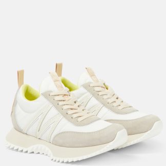 lusso falso Moncler Scarpe Pacey con bordo in pelle scamosciata di colore bianco