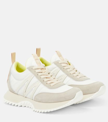 lusso falso Moncler Scarpe Pacey con bordo in pelle scamosciata di colore bianco