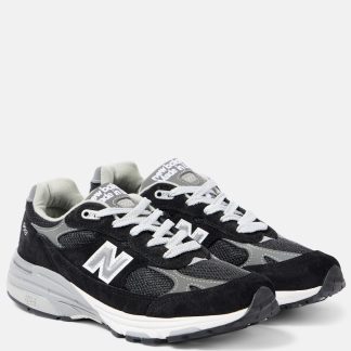 lusso falso New Balance 993 scarpe da ginnastica nere bordate in pelle scamosciata