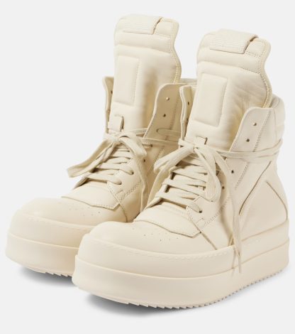 lusso falso Rick Owens Scarpe alte Bumper in pelle bianca