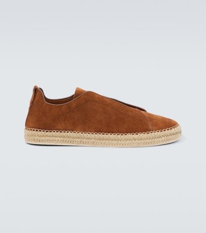 lusso falso Zegna Espadrillas in pelle scamosciata Triple Stitch in marrone