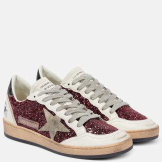 moda lusso Golden Goose Scarpe Ball-Star in pelle glitterata di colore bianco