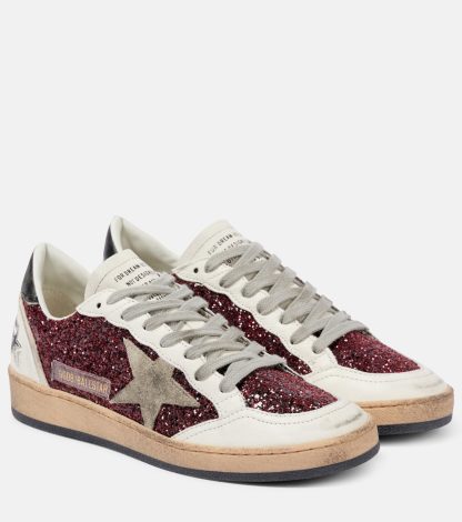 moda lusso Golden Goose Scarpe Ball-Star in pelle glitterata di colore bianco