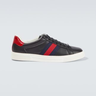 moda lusso Gucci Scarpe Ace in pelle nera