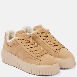 moda lusso Hogan Scarpe H-Stripes in pelle scamosciata foderata in shearling