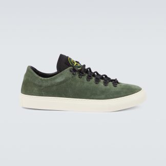 moda lusso Stone Island Scarpe Compass in pelle scamosciata verde