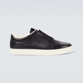 replica designer Berluti Scarpe slip-on Playtime Scritto in pelle nera