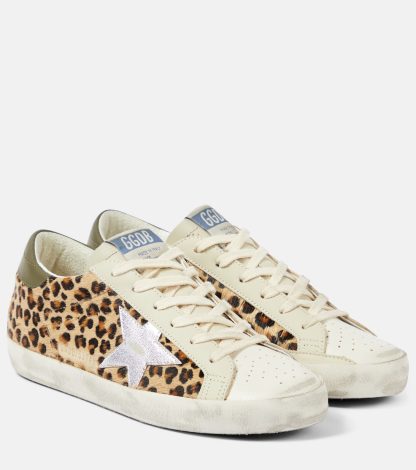 replica designer Golden Goose Scarpe Super-Star in pelle leopardata multicolore