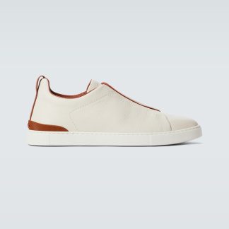 replica designer Zegna Scarpe Triple Stitch in pelle bianca