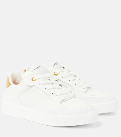 replica di lusso Balmain Scarpe B-Court Flip in pelle bianca