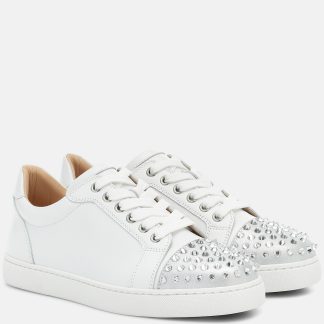 replica di lusso Christian Louboutin Scarpe Vieira Spikes Krystal in bianco