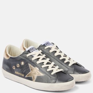 replica di lusso Golden Goose Scarpe Super Star in pelle nera