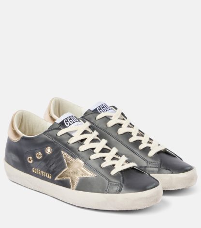 replica di lusso Golden Goose Scarpe Super Star in pelle nera