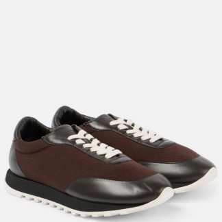 replica di lusso The Row Scarpe Owen bordate in pelle di colore marrone