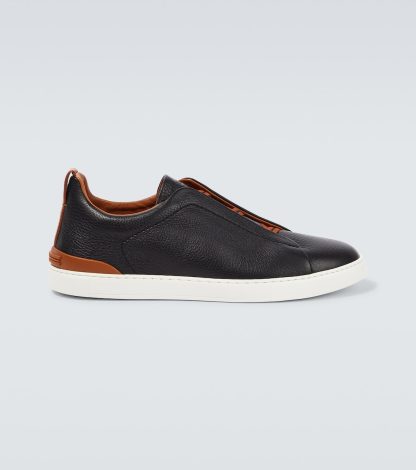 replica di lusso Zegna Scarpe Triple Stitch in pelle nera