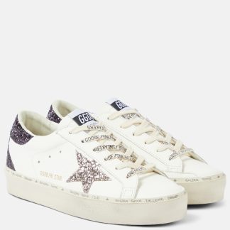 vendita calda di lusso Golden Goose Scarpe Hi Star in pelle glitterata bianca