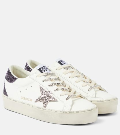 vendita calda di lusso Golden Goose Scarpe Hi Star in pelle glitterata bianca