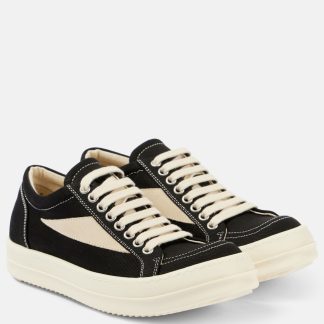 vendita calda di lusso Rick Owens Scarpe in denim bordato di camoscio in nero