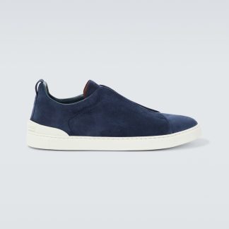 vendita calda di lusso Zegna Scarpe Triple Stitch in pelle scamosciata blu